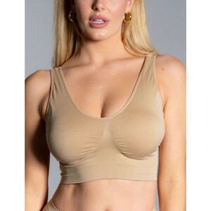 Rhonda Sheer Beige Seamless Comfort Bra 1X. New, #9201